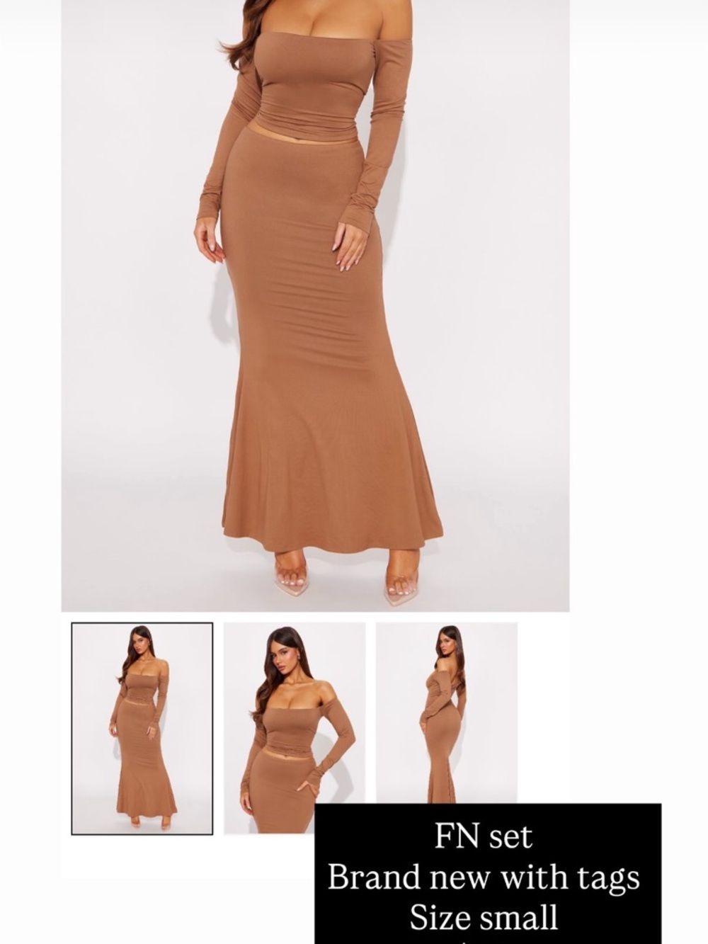 Fashion Nova Camel Stretch Maxi Skirt